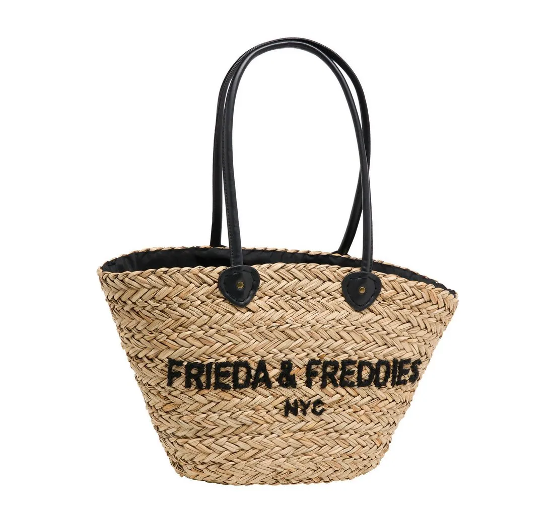 Frieda & Freddies NY Korbtasche Beach Bag, mit Label-Applikationen