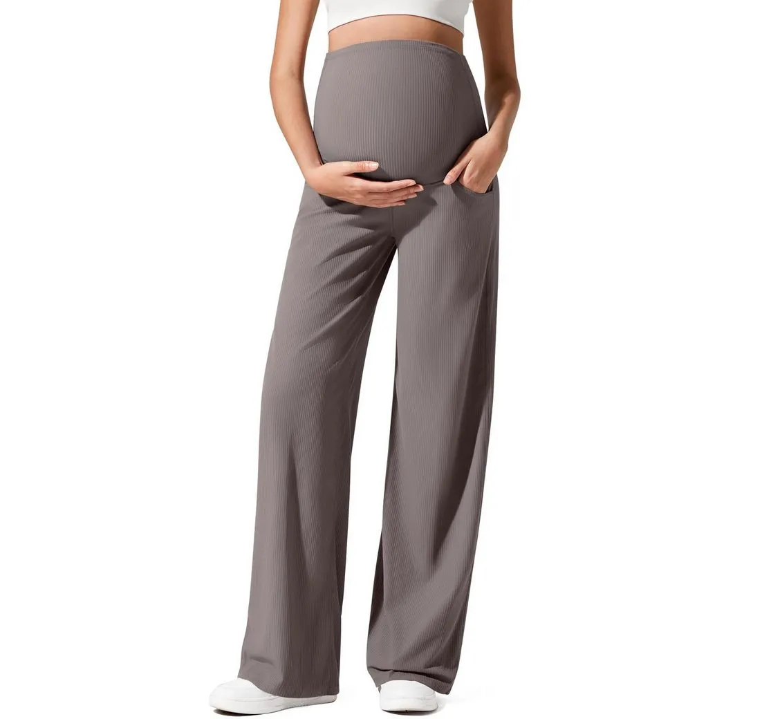 G4FREE Umstandshose G4Free Damen Jogginghose Weitem Bein Schwangerschaft Lässig Lose Lounge Hosen mit Taschen Schwangerschafts Hose