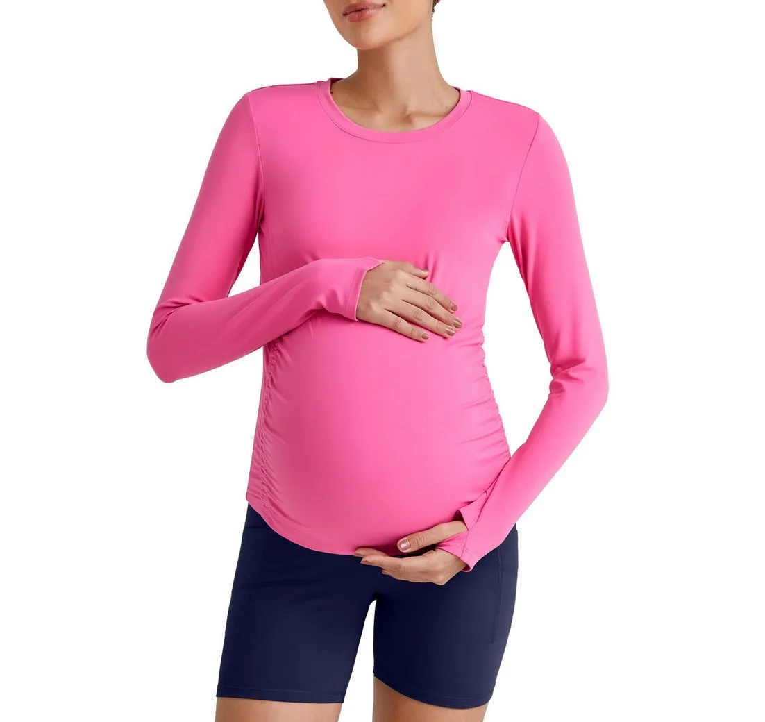 G4FREE Umstandsshirt G4Free Damen Langarm Umstandstop Rundhals Schwangerschafts-Oberteil Atmungsaktiv Schwanger T-Shirt