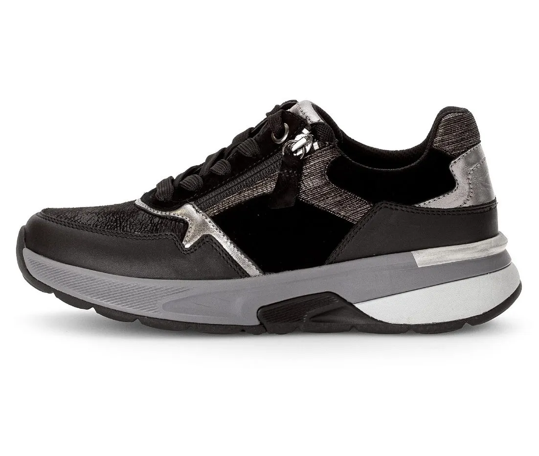 GABOR ROLLINGSOFT Keilsneaker, Keilabsatz, Freizeitschuh, Halbschuh, Schnürschuh, Kontrastbesätze
