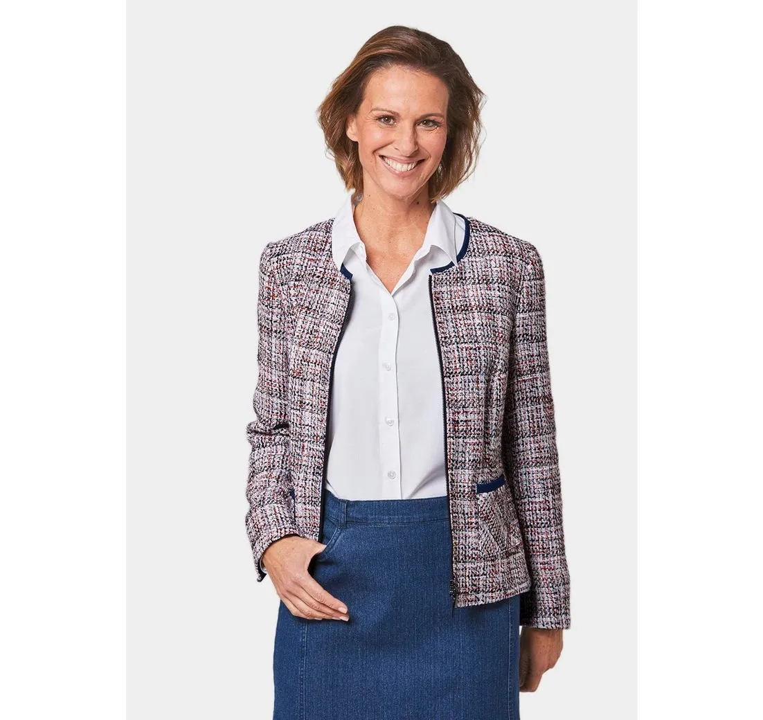 GOLDNER Jerseyblazer Edler Bouclé-Blazer mit Jeanspaspel