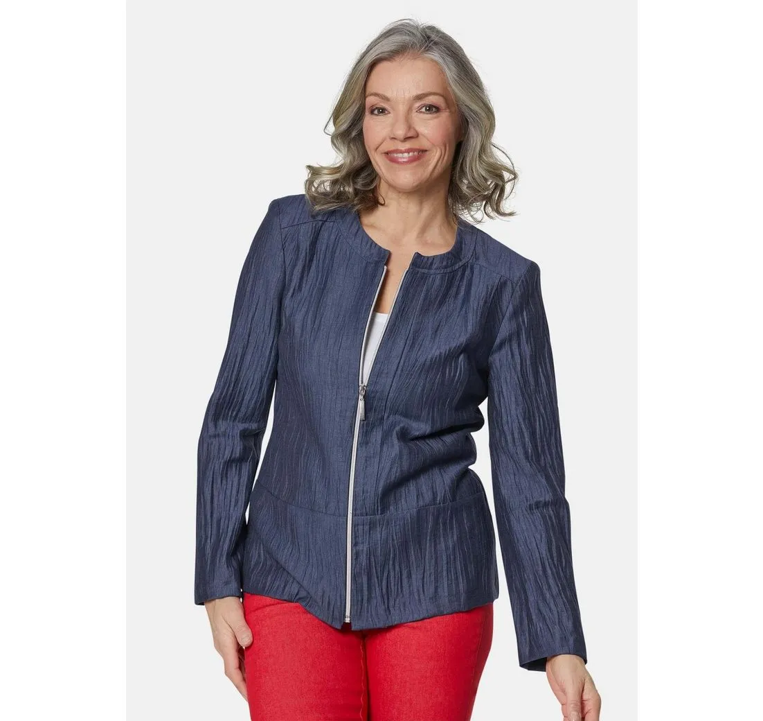 GOLDNER Jerseyblazer Leichter Struktur-Blazer mit Reißverschluss