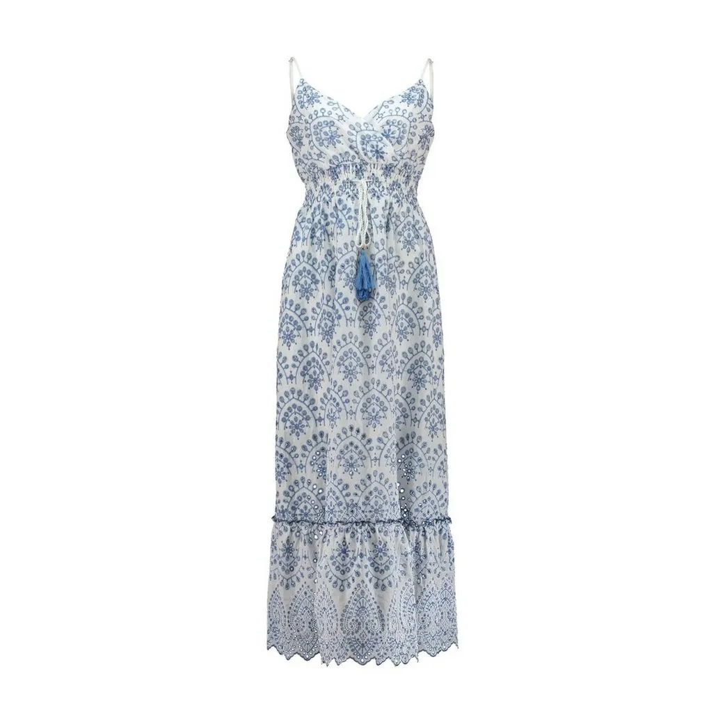 HAILY’S Sommerkleid Haily`s Sommerkleid mit Stickerei Falena Weiß Blau