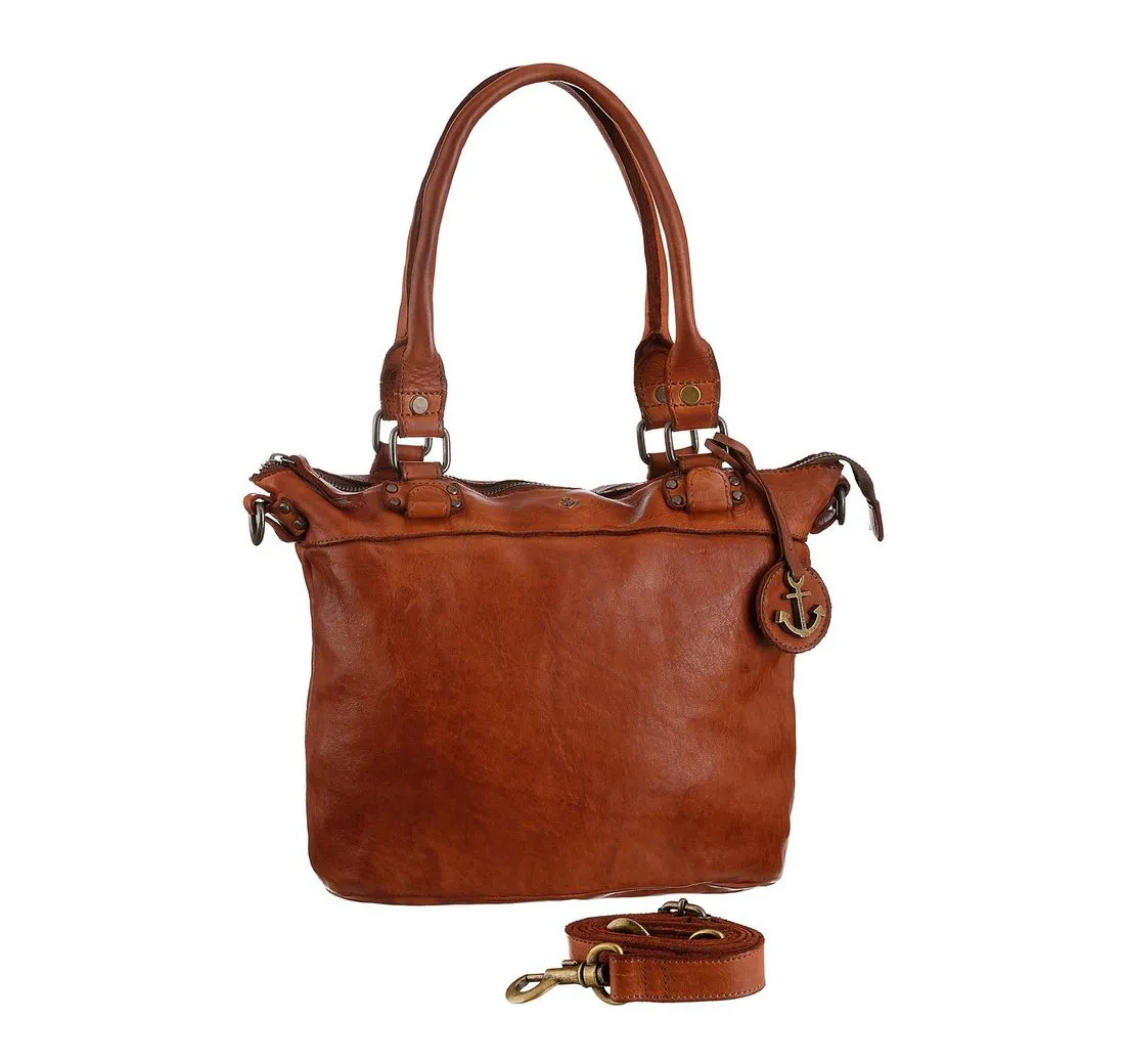 HARBOUR 2nd Shopper Bianca, aus Leder mit typischen Marken-Anker-Label und Schmuckanhänger