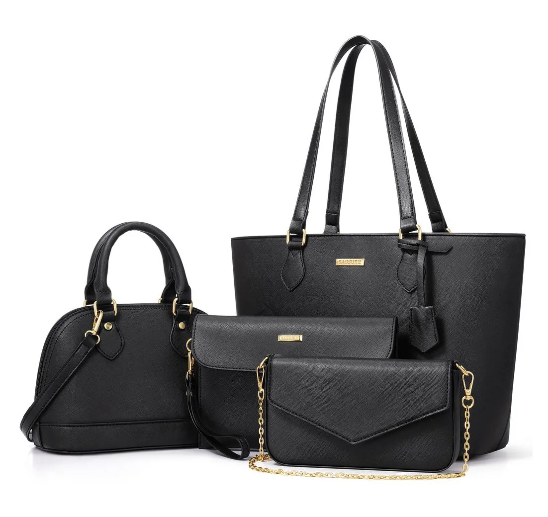 HAUSS SPOLE Henkeltasche 4 tlg Umhängetasche Schultertasche mit Reißverschlüsse,Kunstleder