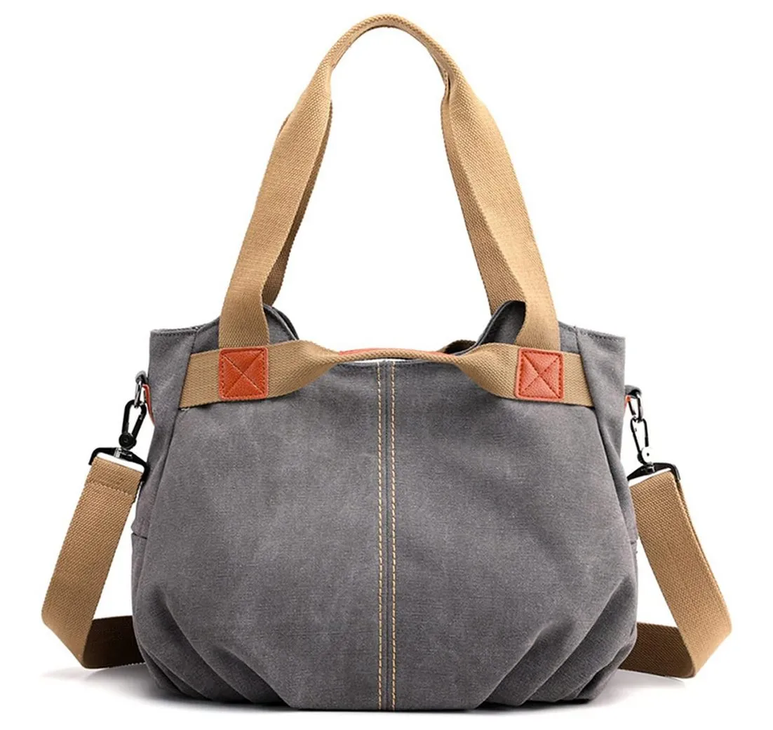 HAUSS SPOLE Schultertasche Damen Handtasche Schultertasche Multifunktionale Canvas Umhängetasche (Weich und bequem, große Handtasche), Schulter, handgehalten (mit langen und kurzen Griffen)