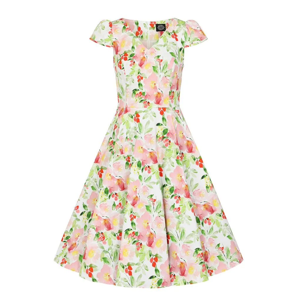 HEARTS & ROSES LONDON A-Linien-Kleid Larisa Floral Swing Dress Rockabella Vintage Retro