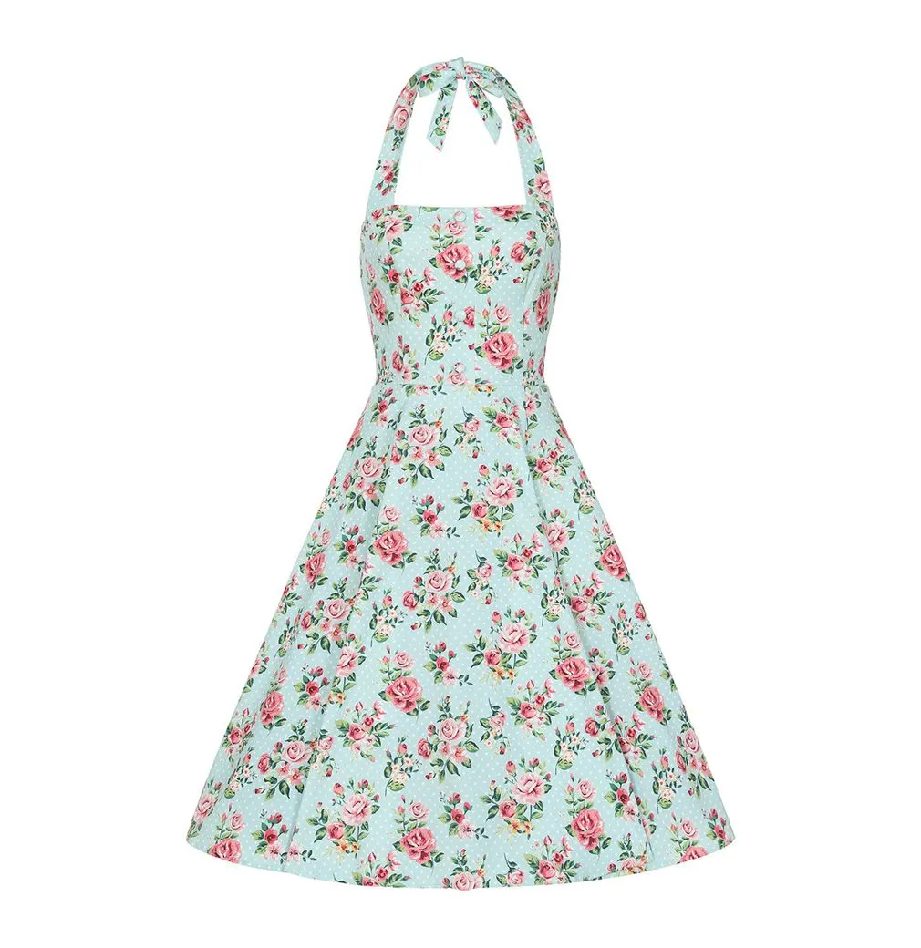 HEARTS & ROSES LONDON Trägerkleid Heidi Floral Swing Dress Rockabella Vintage Retro