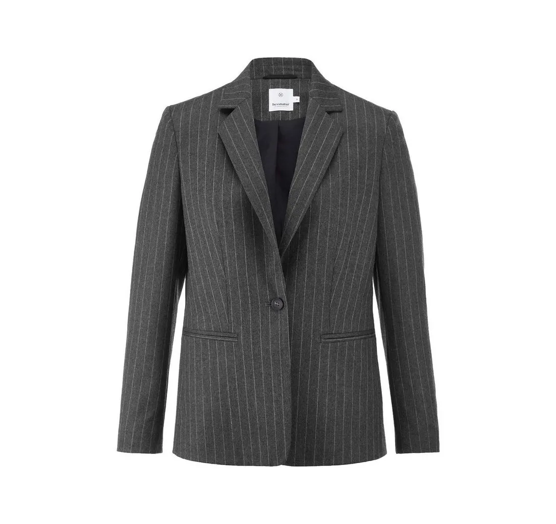 HESSNATUR Longblazer Nadelstreifen Regular aus reiner Schurwolle (1-tlg)