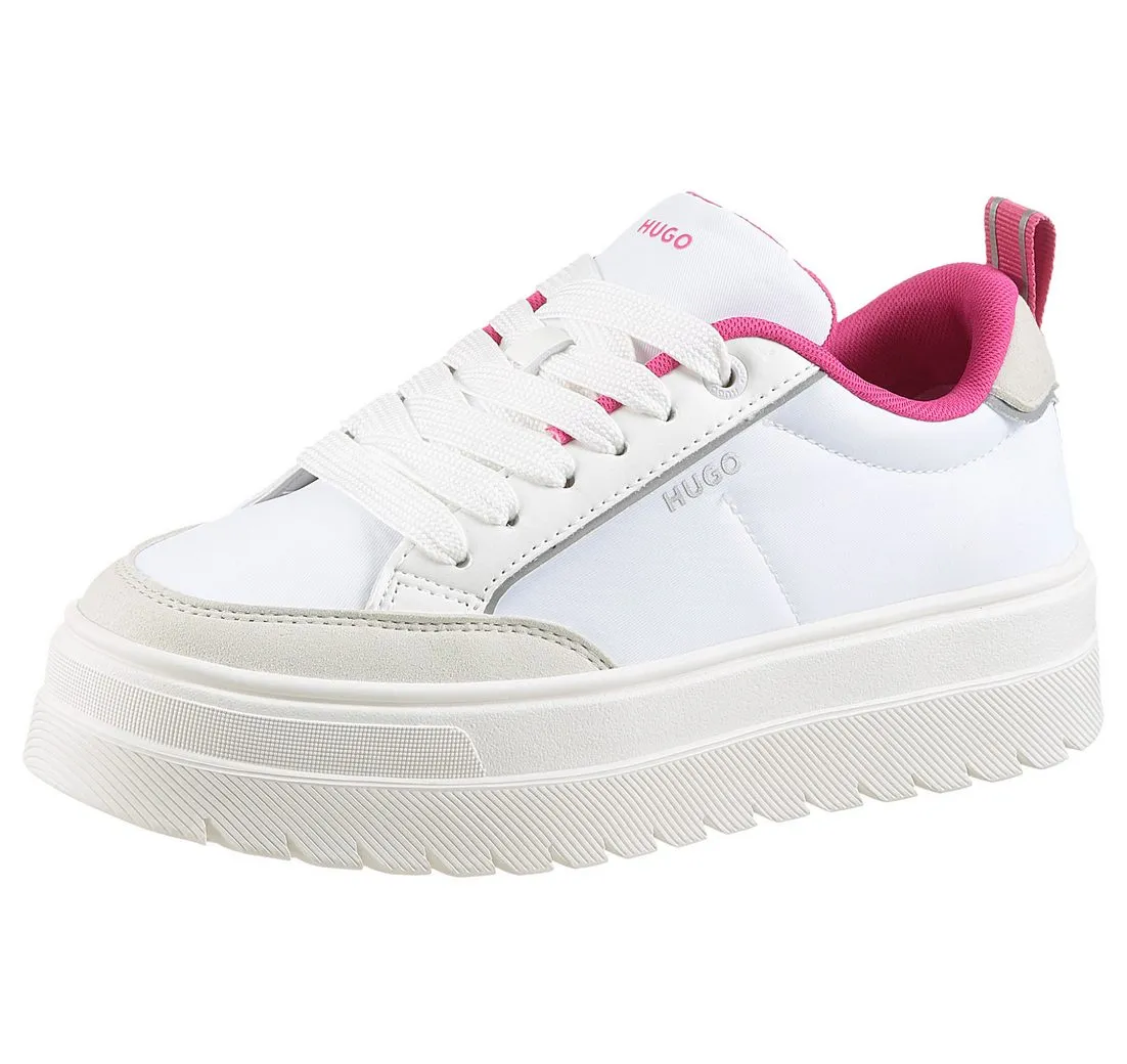 HUGO Lyssa_Tenn Plateausneaker Schnürschuh, Halbschuh, Freizeitsneaker mit Kontrastbesatz