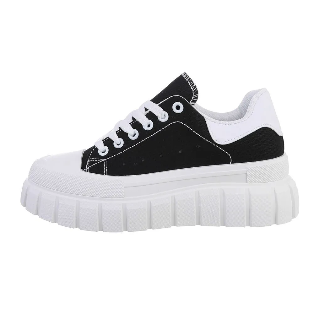 ITAL-DESIGN Damen Low-Top Freizeit Sneaker (82285714) Keilabsatz/Wedge Sneakers Low in Schwarz