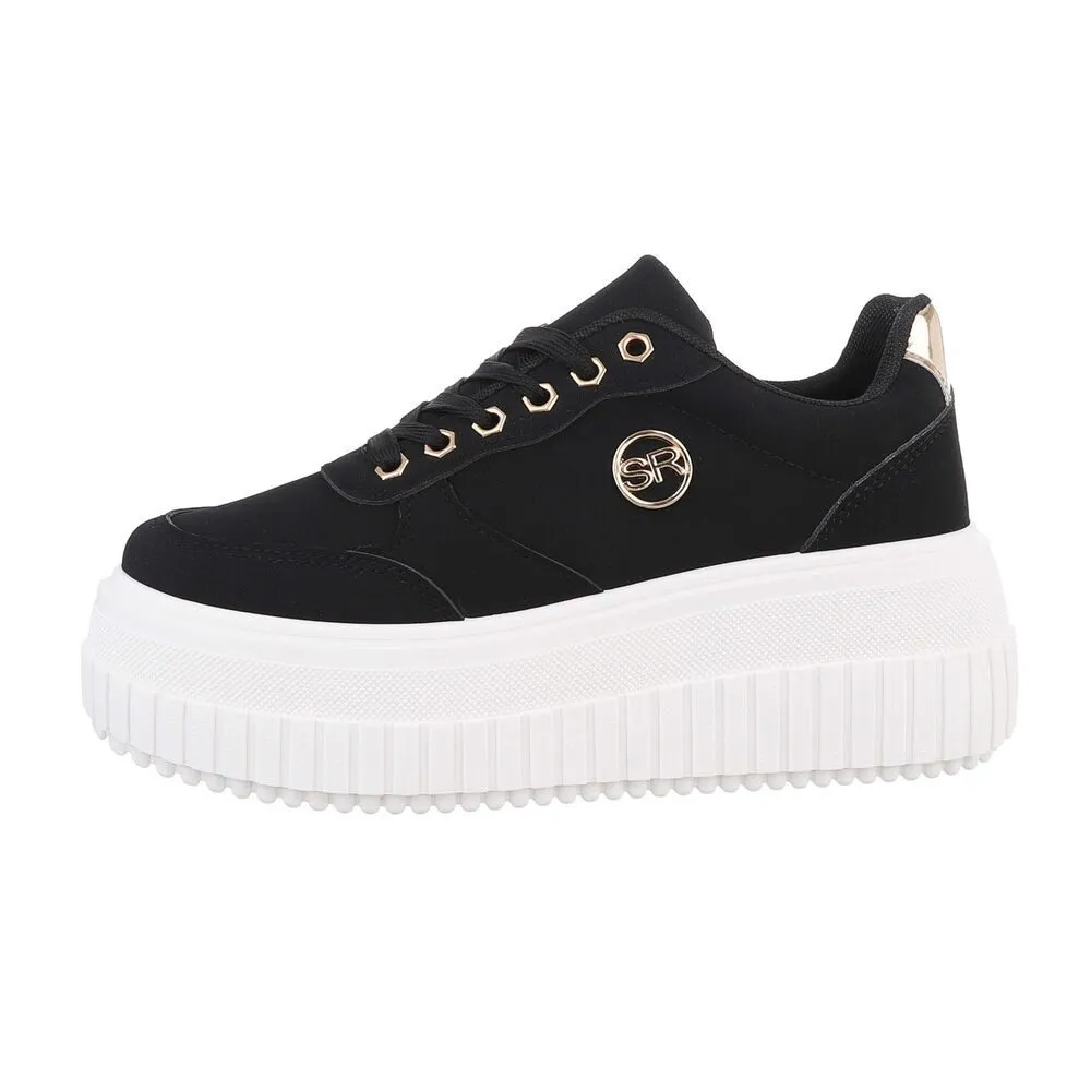 ITAL-DESIGN Damen Low-Top Freizeit Sneaker (85960060) Keilabsatz/Wedge Sneakers Low in Schwarz