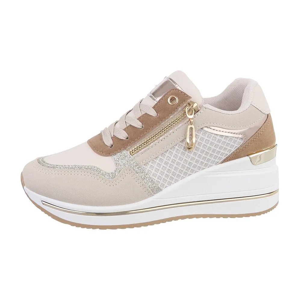 ITAL-DESIGN Damen Low-Top Freizeit Sneaker (86016585) Keilabsatz/Wedge Sneakers Low in Beige