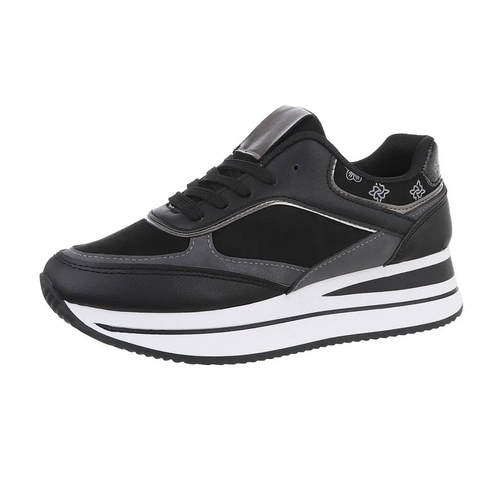 ITAL-DESIGN Damen Low-Top Freizeit Sneaker (86188167) Keilabsatz/Wedge Sneakers Low in Schwarz