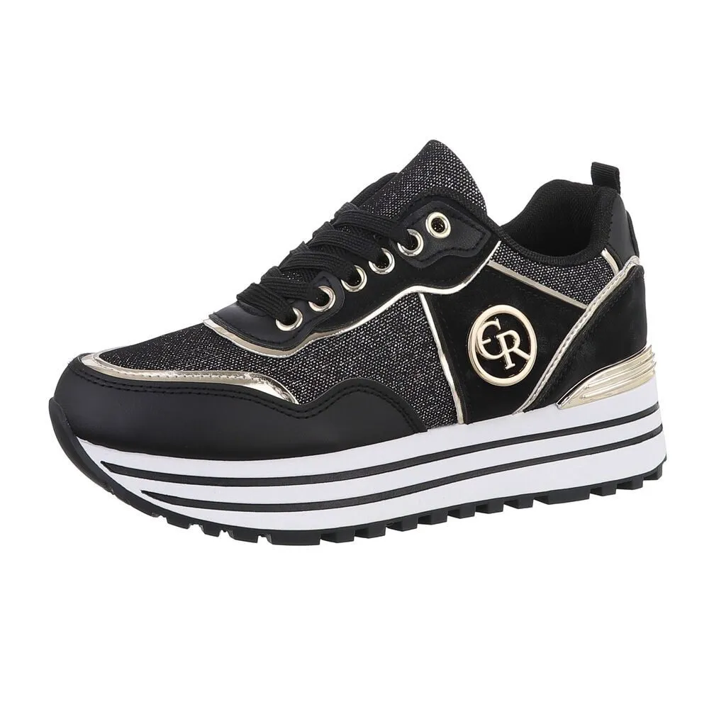 ITAL-DESIGN Damen Low-Top Freizeit Sneaker (86188177) Flach Sneakers Low in Schwarz