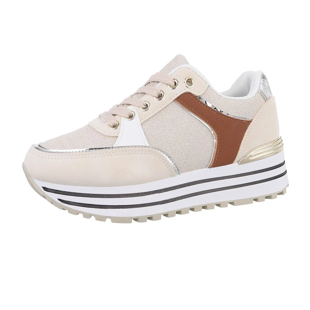 ITAL-DESIGN Damen Low-Top Freizeit Sneaker (86188199) Keilabsatz/Wedge Sneakers Low in Beige