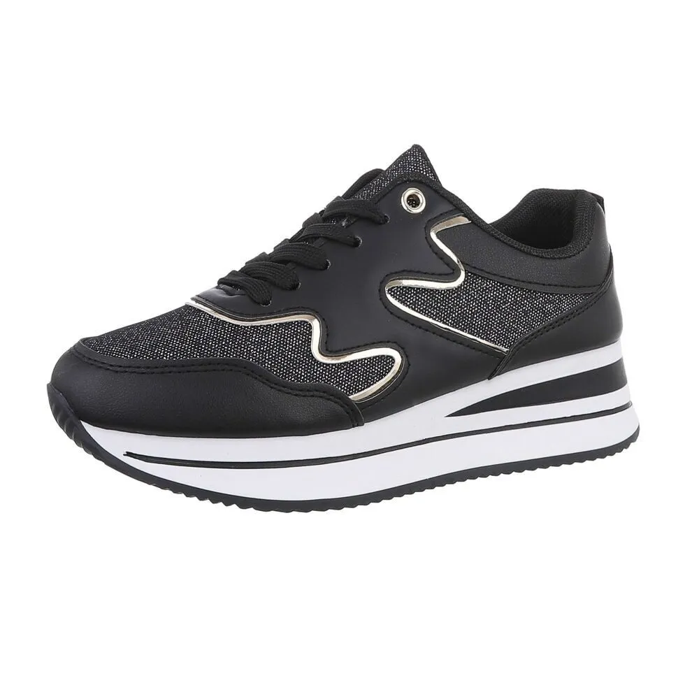 ITAL-DESIGN Damen Low-Top Freizeit Sneaker (86188246) Keilabsatz/Wedge Sneakers Low in Schwarz