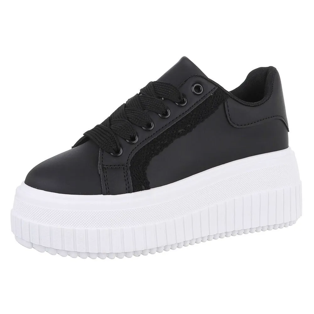 ITAL-DESIGN Damen Low-Top Freizeit Sneaker (88460295) Keilabsatz/Wedge Sneakers Low in Schwarz