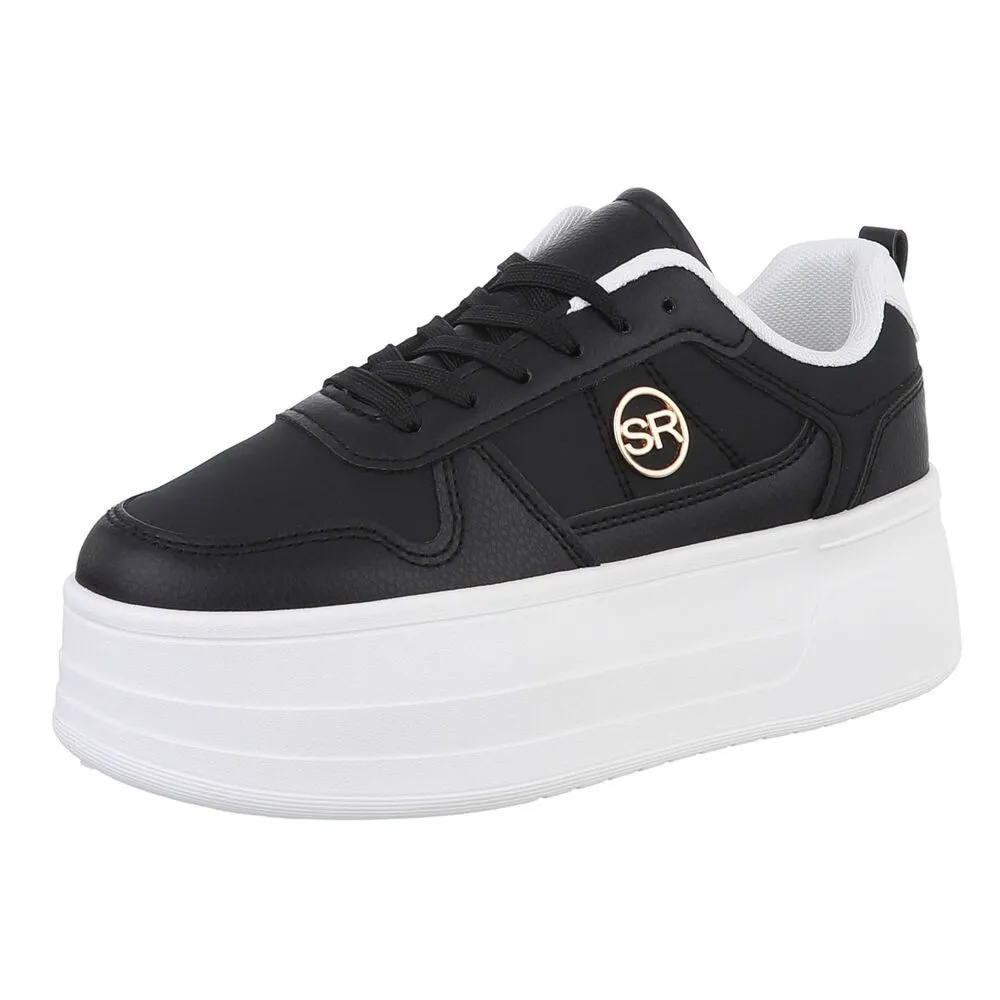 ITAL-DESIGN Damen Low-Top Freizeit Sneaker (88460376) Keilabsatz/Wedge Sneakers Low in Schwarz