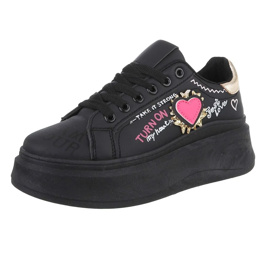 ITAL-DESIGN Damen Low-Top Freizeit Sneaker (88519206) Keilabsatz/Wedge Sneakers Low in Schwarz