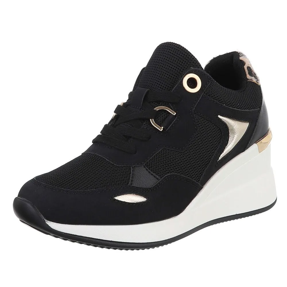 ITAL-DESIGN Damen Low-Top Freizeit Sneaker (88577414) Keilabsatz/Wedge Sneakers Low in Schwarz