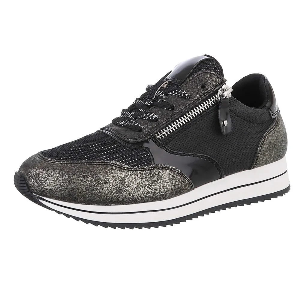 ITAL-DESIGN Damen Low-Top Freizeit Sneaker (88671917) Keilabsatz/Wedge Sneakers Low in Schwarz