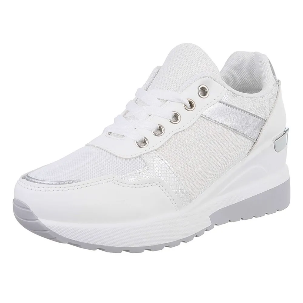 ITAL-DESIGN Damen Low-Top Freizeit Sneaker (88843434) Keilabsatz/Wedge Sneakers Low in Weiß