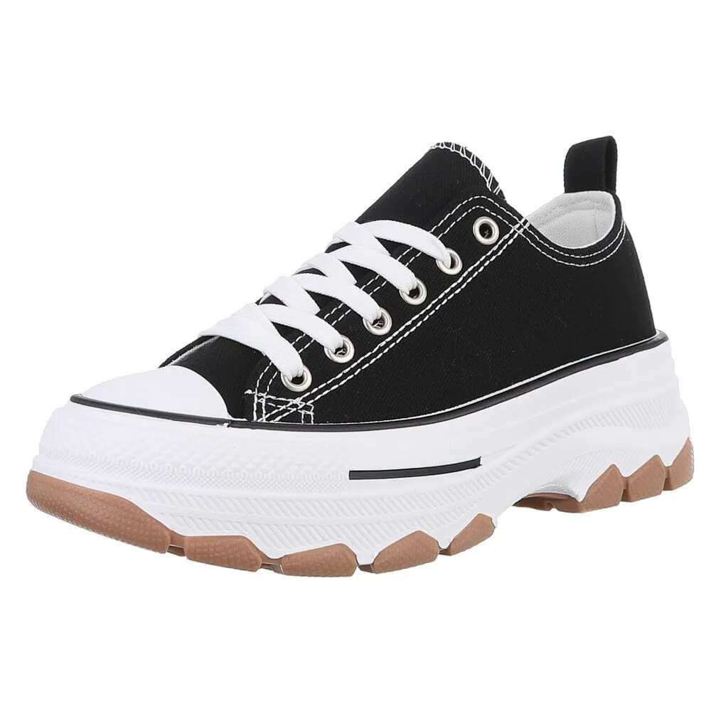 ITAL-DESIGN Damen Low-Top Freizeit Sneaker (88930412) Keilabsatz/Wedge Sneakers Low in Schwarz