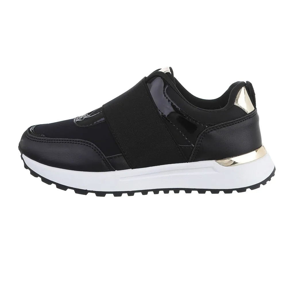 ITAL-DESIGN Damen Low-Top Freizeit Sneaker Flach Sneakers Low in Schwarz