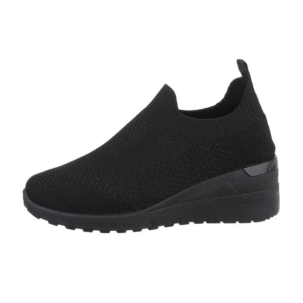 ITAL-DESIGN Damen Low-Top Freizeit Sneaker Keilabsatz/Wedge Sneakers Low in Schwarz