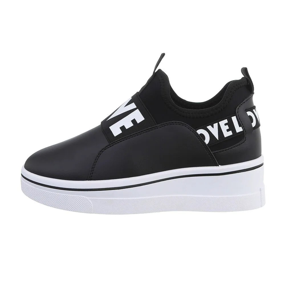 ITAL-DESIGN Damen Low-Top Freizeit Sneaker Keilabsatz/Wedge Sneakers Low in Schwarz