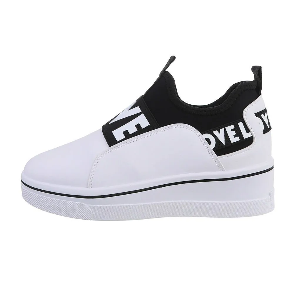 ITAL-DESIGN Damen Low-Top Freizeit Sneaker Keilabsatz/Wedge Sneakers Low in Weiß