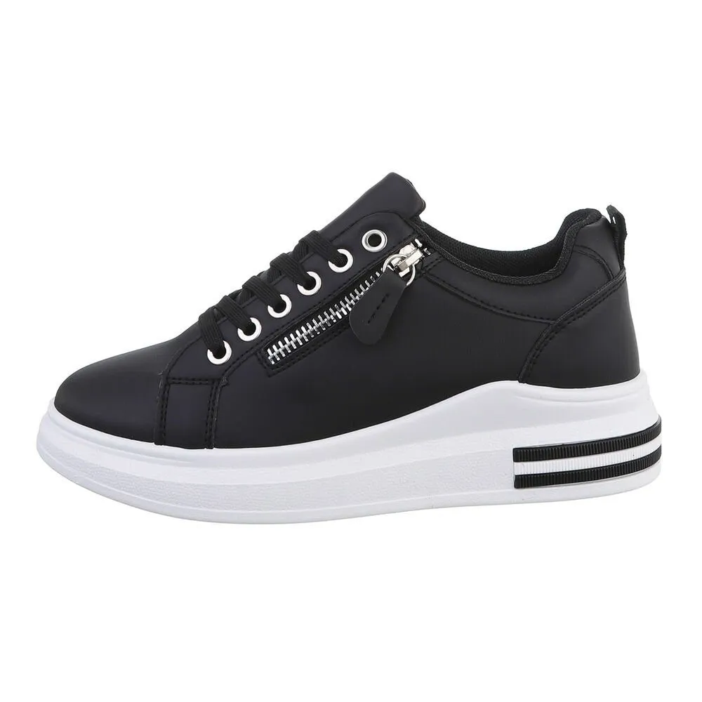 ITAL-DESIGN Damen Low-Top Freizeit Sneaker Keilabsatz/Wedge Sneakers Low in Schwarz
