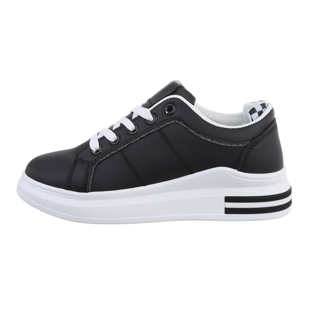 ITAL-DESIGN Damen Low-Top Freizeit Sneaker Keilabsatz/Wedge Sneakers Low in Schwarz