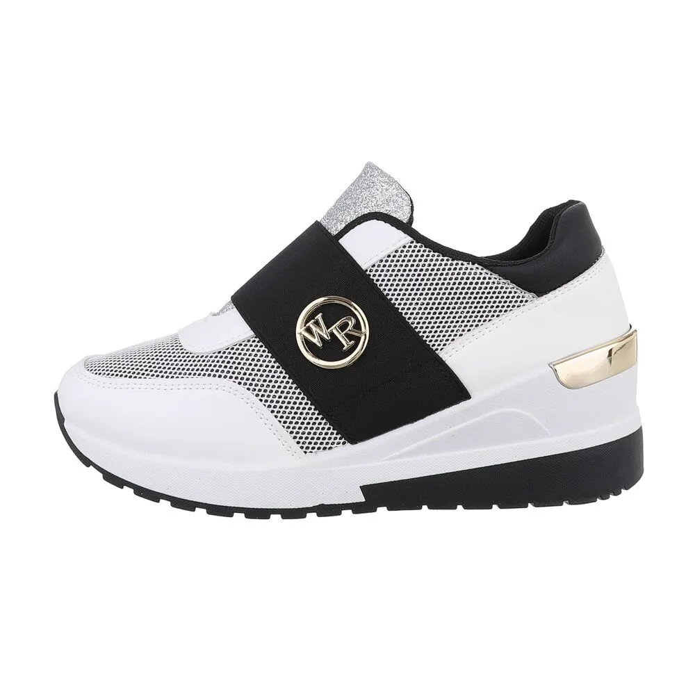 ITAL-DESIGN Damen Low-Top Freizeit Sneaker Keilabsatz/Wedge Sneakers Low in Weiß