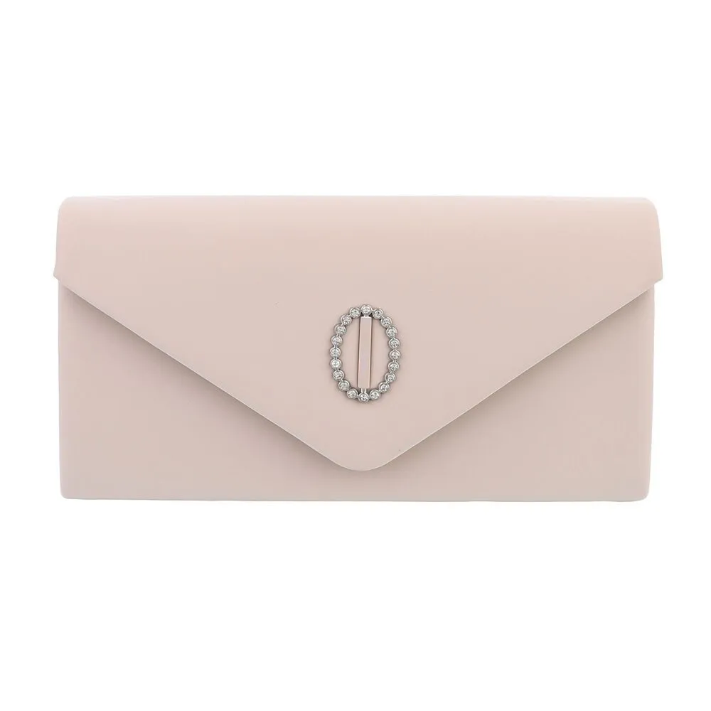 Ital-Design Schultertasche Kleine, Damentasche clutch schultertasche mit strass in Beige
