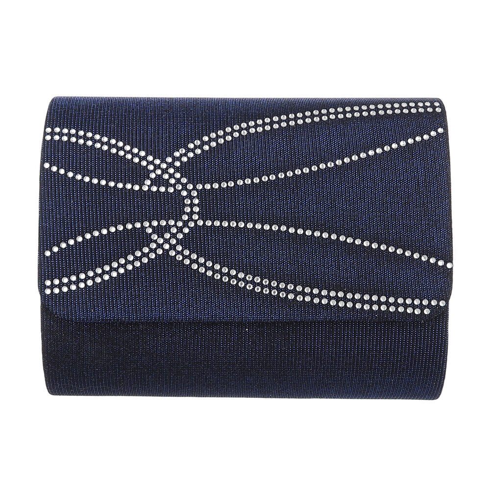Ital-Design Schultertasche Sehr kleine, Damentasche clutch schultertasche mit strass in Dunkelblau