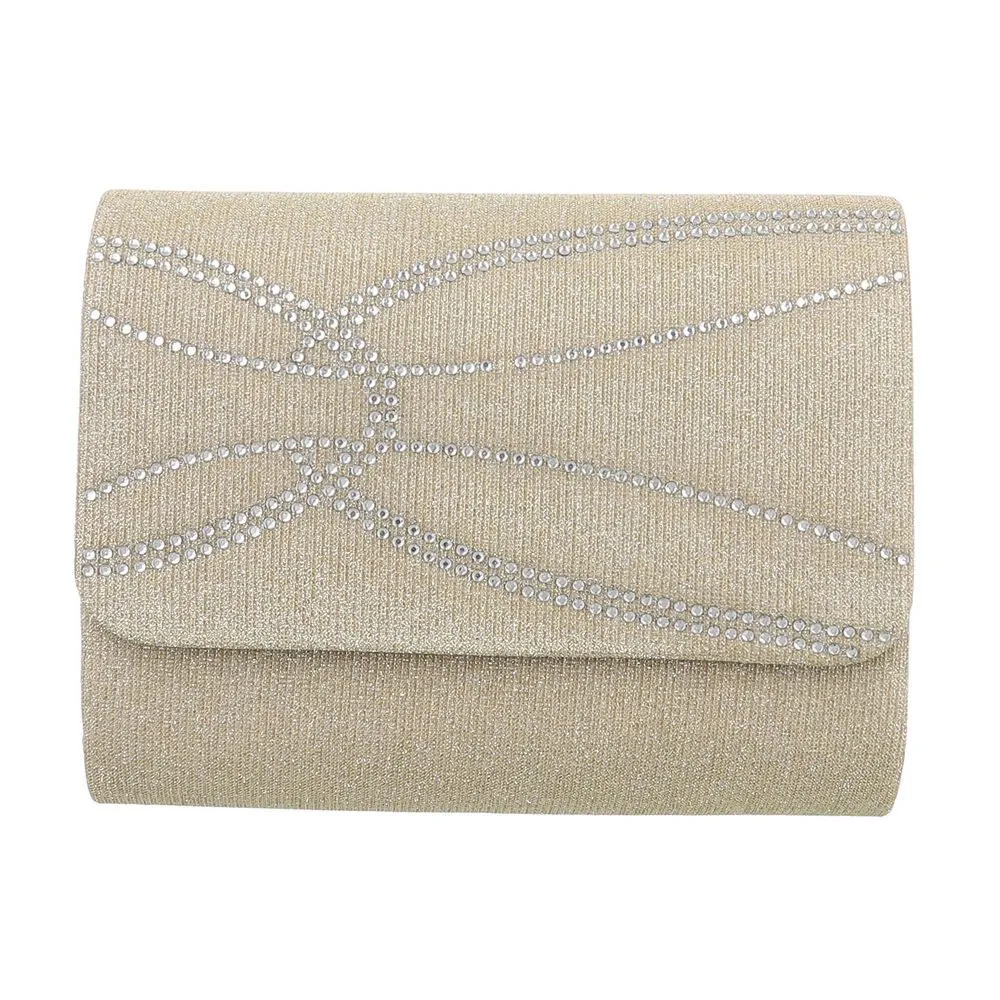 Ital-Design Schultertasche Sehr kleine, Damentasche clutch schultertasche mit strass in Gold