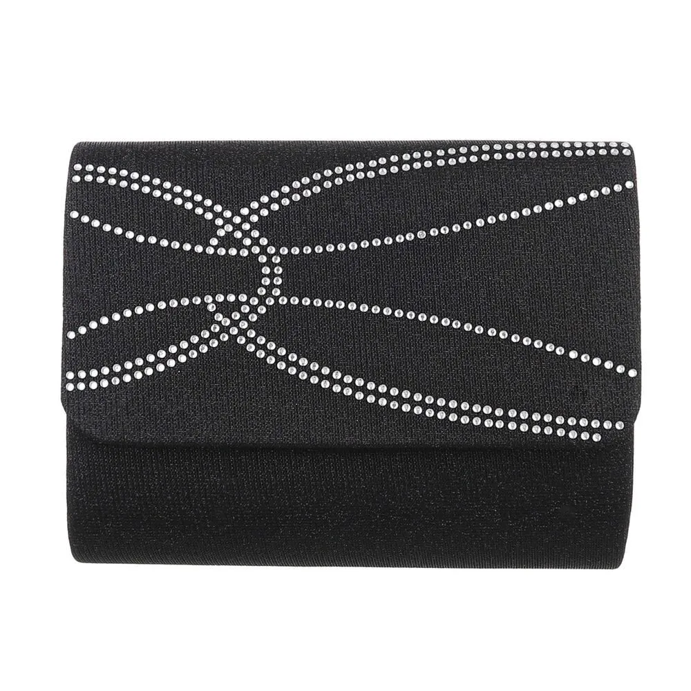 Ital-Design Schultertasche Sehr kleine, Damentasche clutch schultertasche mit strass in Schwarz