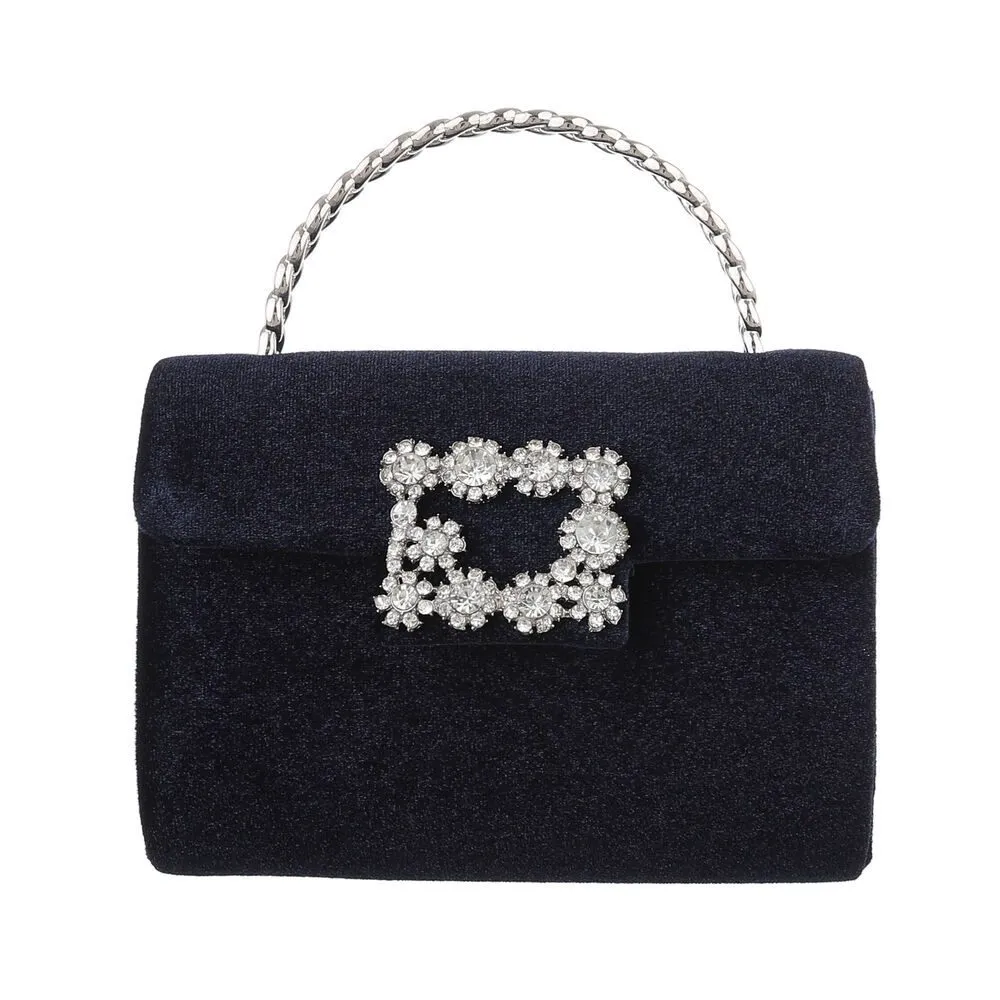 Ital-Design Schultertasche Sehr kleine, Damentasche handtasche schultertasche mit strass in Dunkelblau