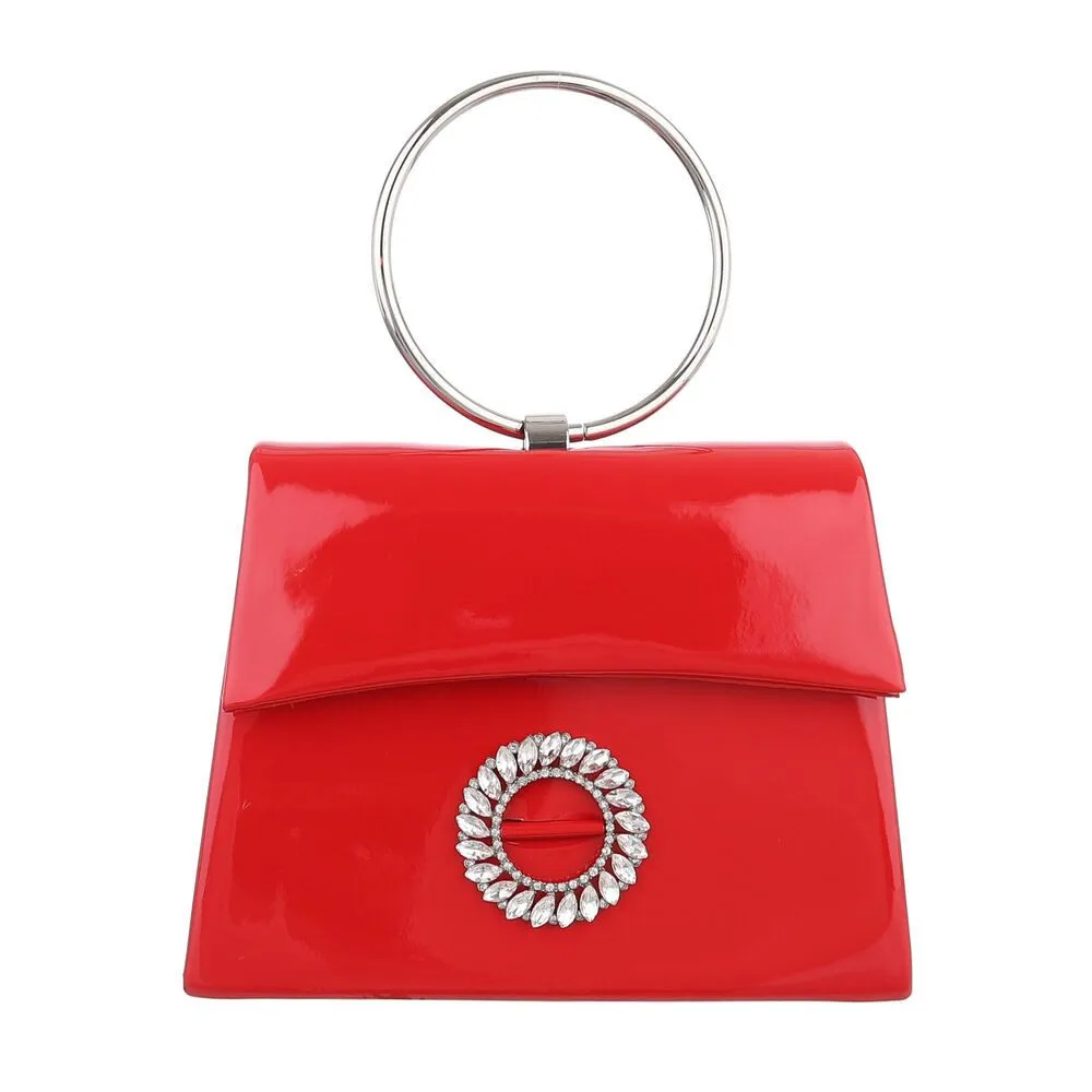 Ital-Design Schultertasche Sehr kleine, Damentasche handtasche schultertasche mit strass in Rot