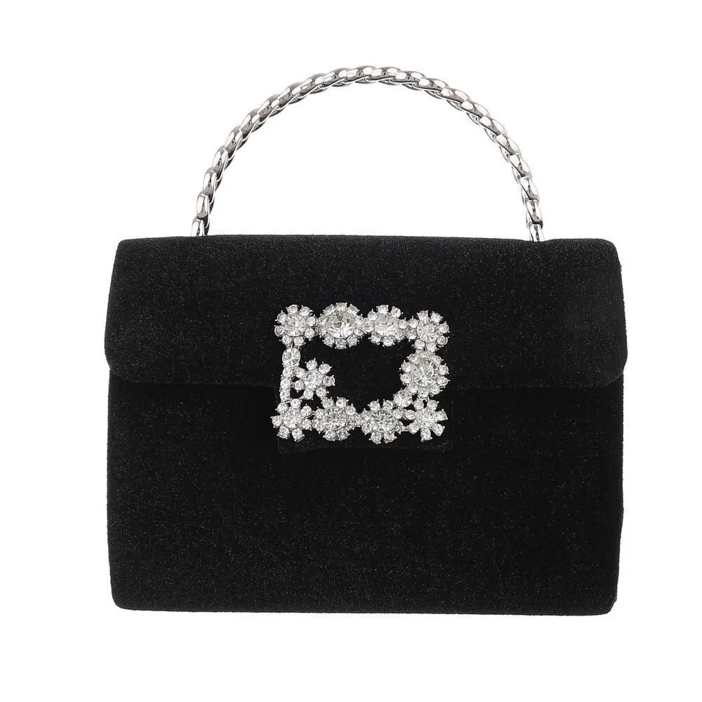 Ital-Design Schultertasche Sehr kleine, Damentasche handtasche schultertasche mit strass in Schwarz