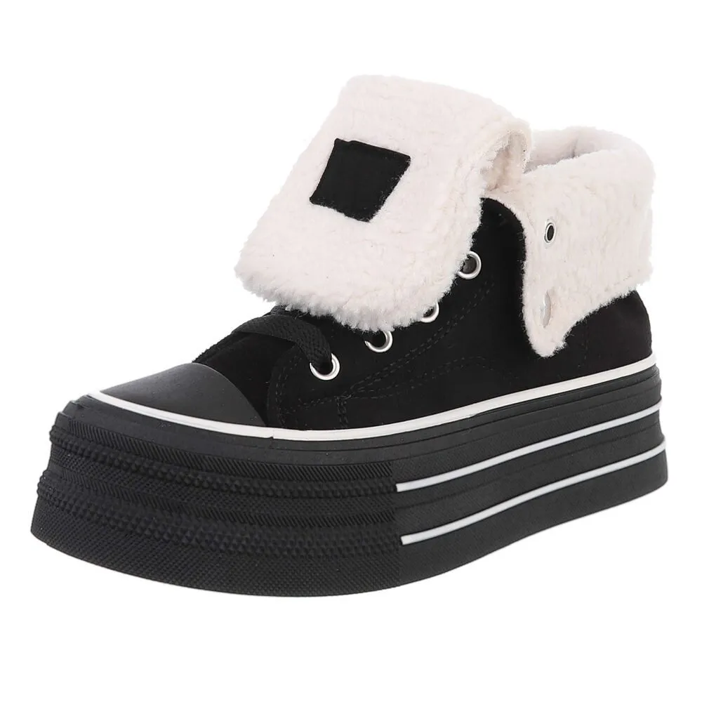 ITAL-DESIGN Trendy Freizeitschuh mit gefüttertem Knöchel und Komfort Sneakerboots (90458105) Flach Sneakers High in Schwarz
