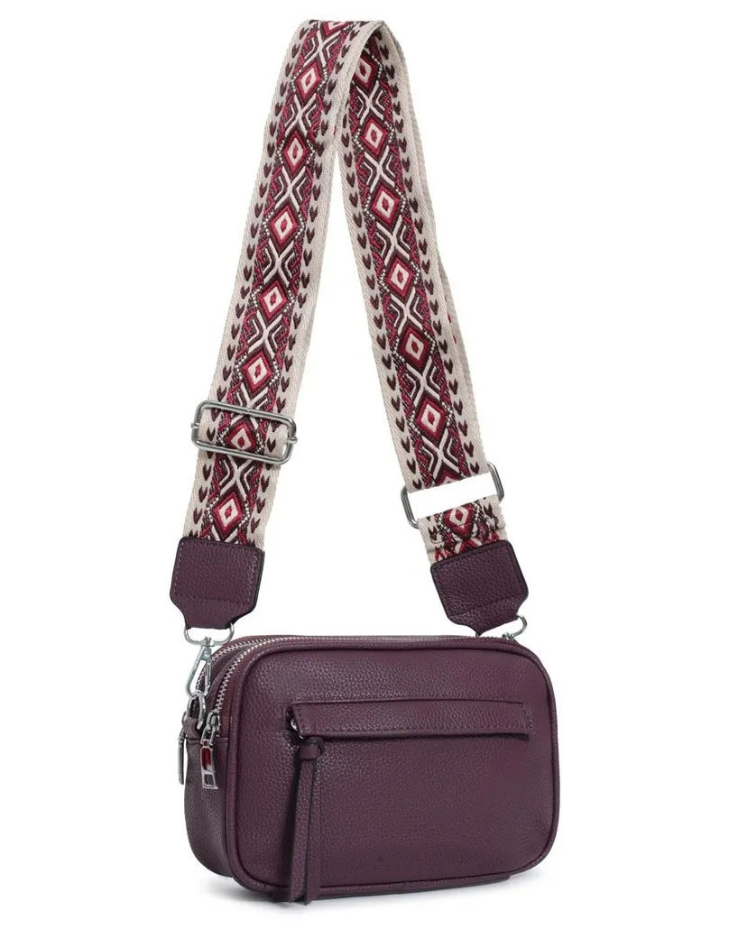 ITALYSHOP24 Schultertasche Damen Bodybag Umhängetasche Brusttasche Crossover Handtasche Freizeit (Tasche mit einem breitem Muster Stoffgurt/Umhängeband), Cross Bag Schmucktasche Gürteltasche Muster Taschengurt Clutch Reise