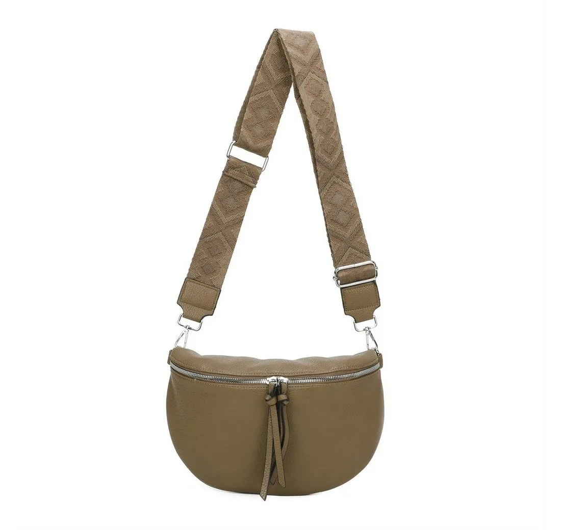 ITALYSHOP24 Schultertasche Damen Brusttasche Umhängetasche CrossBody Tasche CrossBag Muster Gurt, Hüfttasche Bodybag Gürteltasche Bauchtasche Handytasche leicht Gewicht