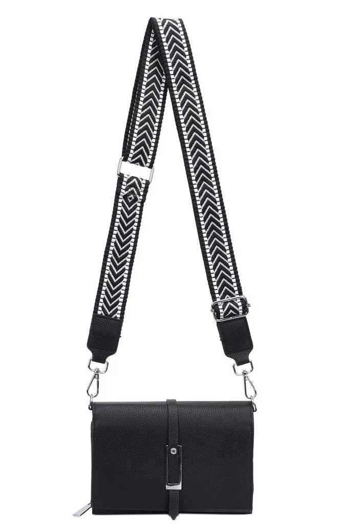 ITALYSHOP24 Schultertasche Damen CROSS OVER BODY Brusttasche Umhängetasche Clutch mit Geldbörse (kleine Gürtel-Tasche, 3 getrennte Fächer, breites Gurt, Kartenetui), Bodybag Geldtasche Muster Taschengurt, Handyfach, Leder Optik, leicht