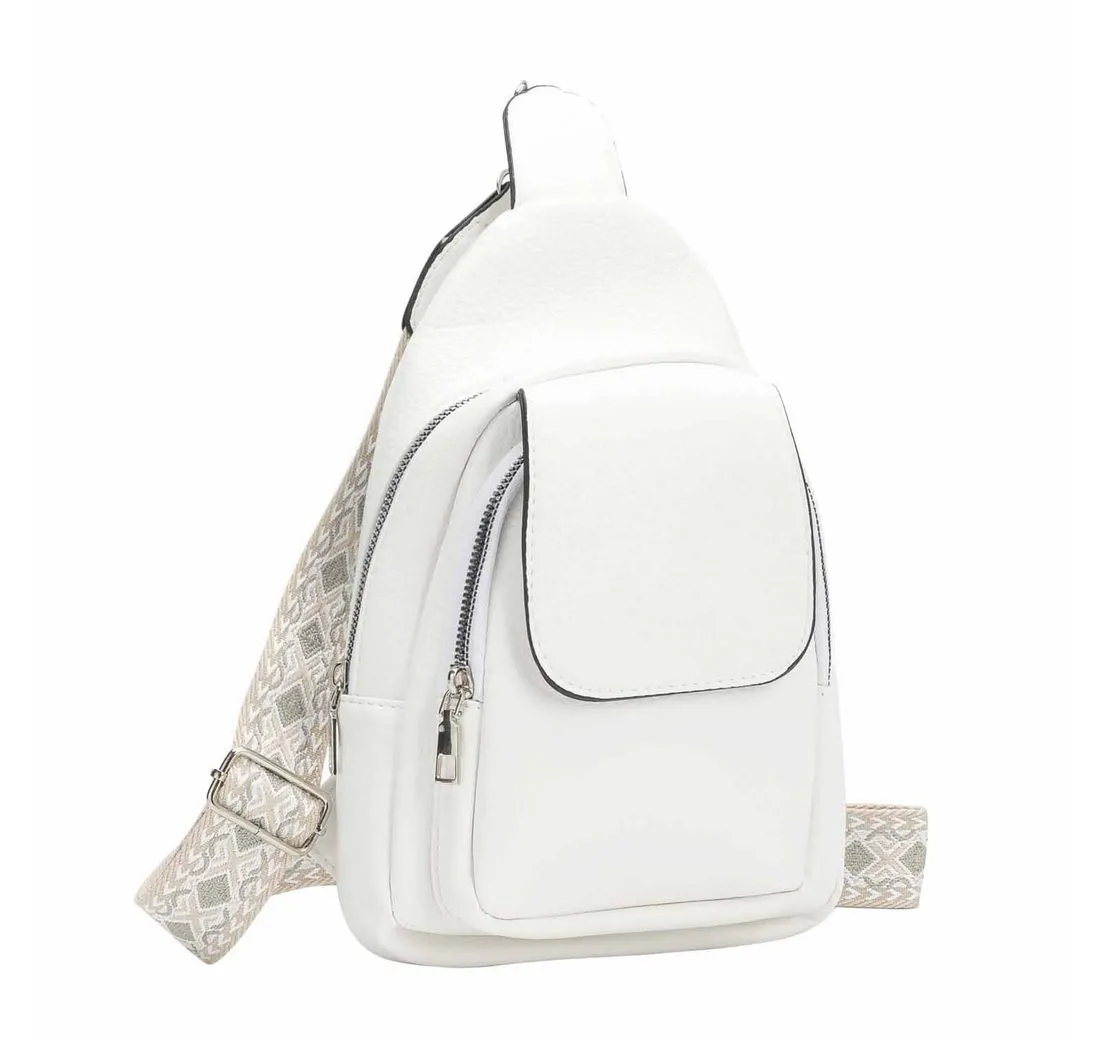ITALYSHOP24 Schultertasche Damen CrossOver Body bag Sling Brusttasche Umhängetasche Leder Optik (Spar-Set Crossover mit Brustgurt), Rucksack, langes Riemen, leicht, viele Fächer, RV-Fach Rückseite