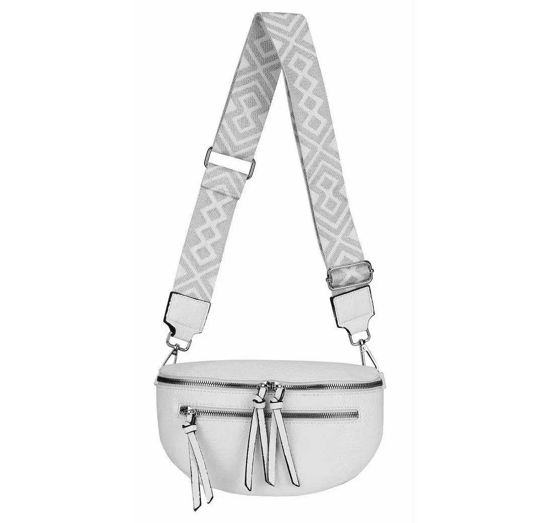 ITALYSHOP24 Schultertasche Damen Gürteltasche Umhängetasche CrossBody Schultertasche CrossOver, Brusttasche, Hüfttasche, Bodybag, Muster Taschengurt, leicht Gewicht