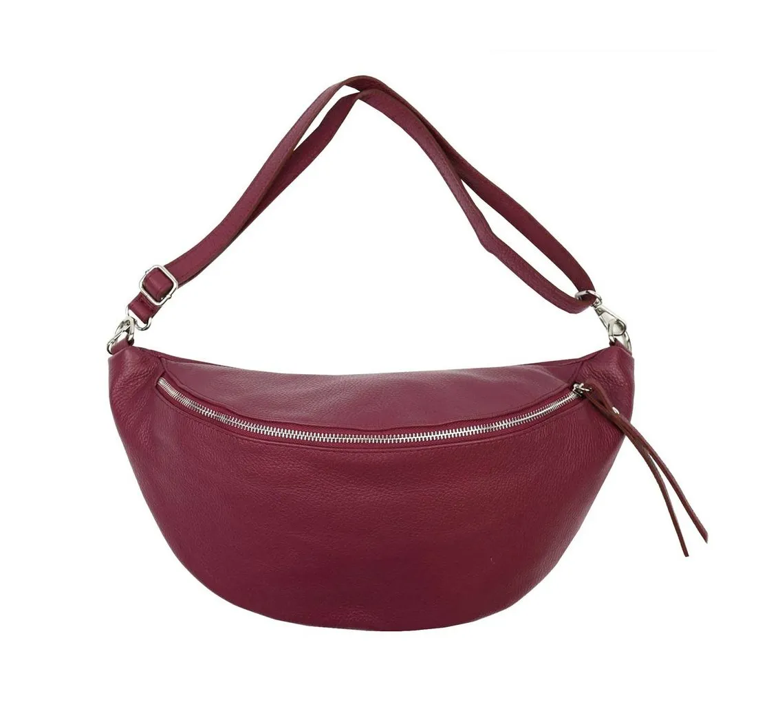 ITALYSHOP24 Schultertasche Damen Leder Tasche Bodybag Brusttasche Crossbody, CrossOver Umhängetasche Hüfttasche Gürteltasche