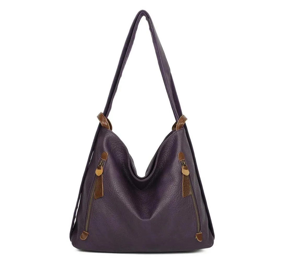 ITALYSHOP24 Schultertasche Damen Rucksack Handtasche Schultertasche, leichtgewicht Shopper, als Umhängetasche tragbar